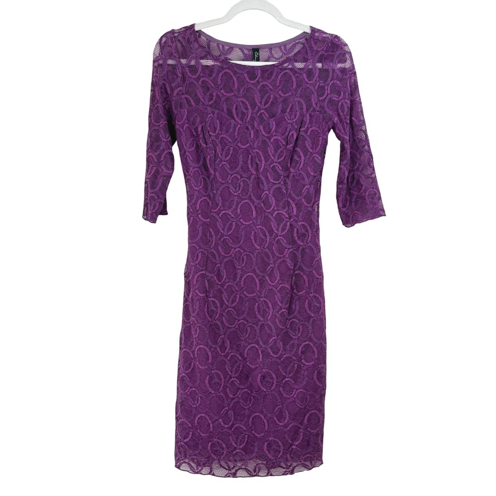 Elana Kattan Purple Lace Dress Cocktail Party USA XS SHEER COCKTAIL PARTY‎
